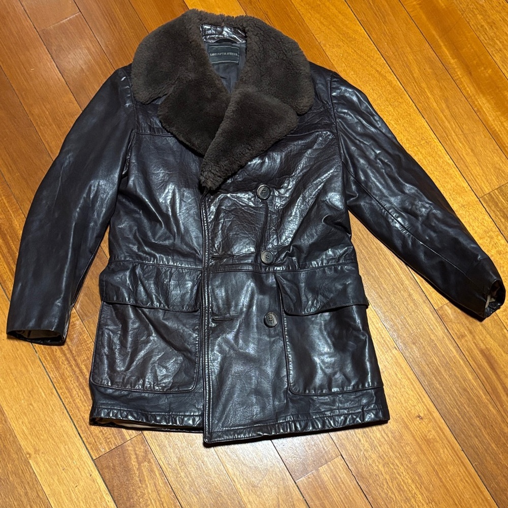 Vintage Saks 5th Ave., barnstormer double breasted leather coat